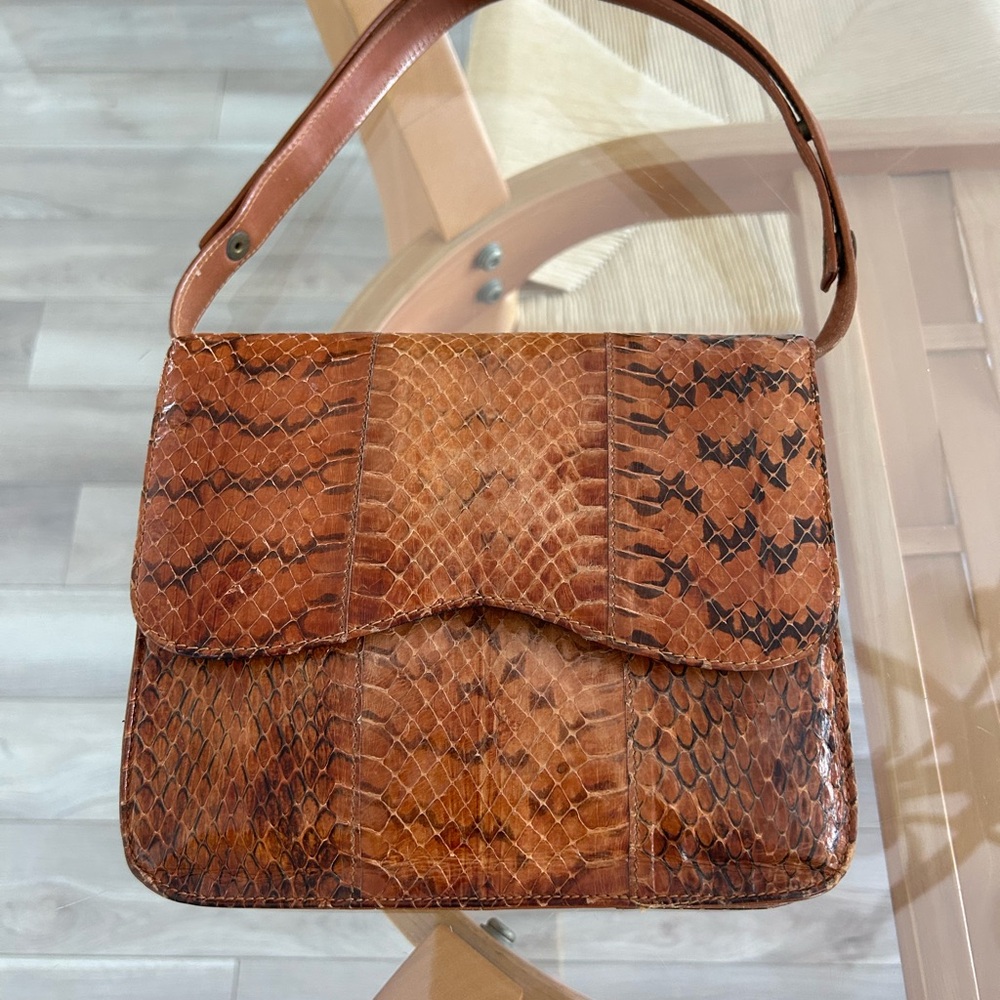 Vintage Snake Skin Leather Handbag - Picture 2 of 12